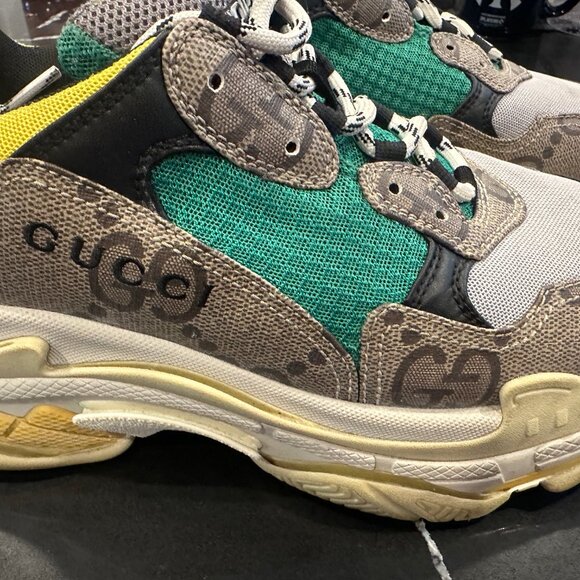 Gucci x Balenciaga The Hacker Project Triple S Beige Green Yellow - Size 42- US9 - Picture 2 of 13